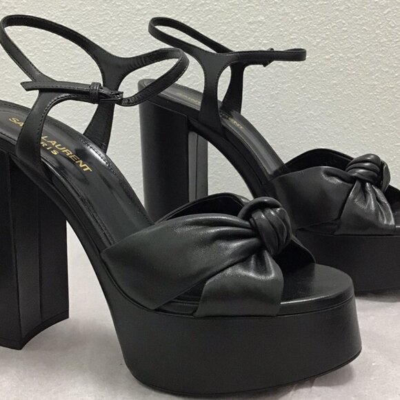 Saint Laurent Shoes - Saint Laurent Black Bianca Knotted Platform Sandal